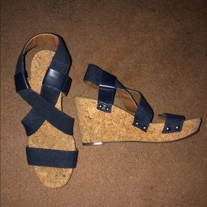 Lucky Brand Black corkscrew wedges. Mint condition